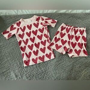 Hanna Andersson Organic Cotton Sleeper Pajamas Set Hearts On Hearts 120cm Sz 6-7